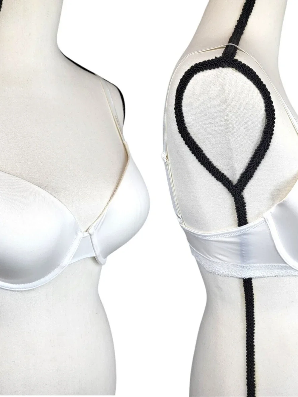 Calvin Klein White Lace Trim Contour Underwire T-Shirt Bra Gold Logo Size 36C
